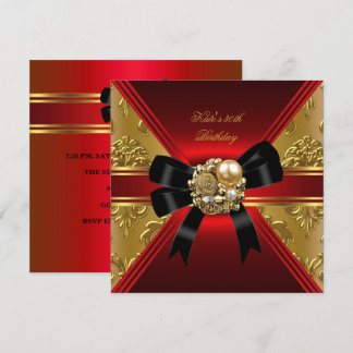 Invitación Fiesta de cumpleaños 30 Red Gold Rico Royal Negro