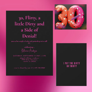 Invitación Fiesta de cumpleaños 30 sorpresa rosa caliente y n