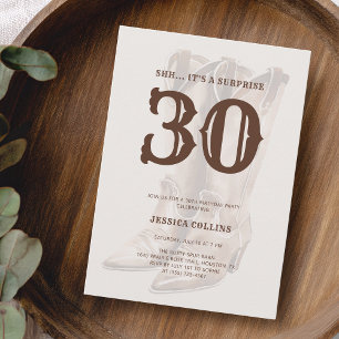 Invitación Fiesta de Cumpleaños 30 Western Brown Rustic Count