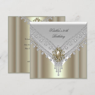 Invitación Fiesta de cumpleaños 30 White Cream Pearl Diamond