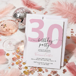 Invitación Fiesta de cumpleaños 30 White Pink Script