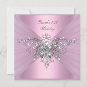 Invitación Fiesta de Cumpleaños 30th Rosa Perla Mariposa
