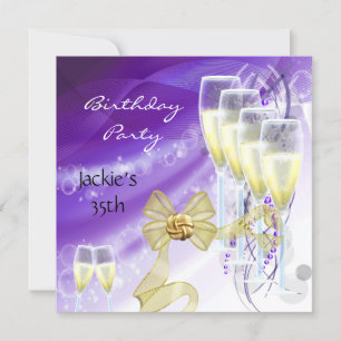Invitación Fiesta de cumpleaños 35 elegante púrpura dorado