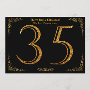 Invitación Fiesta de cumpleaños 35,Estílico Gatsby,purpurina