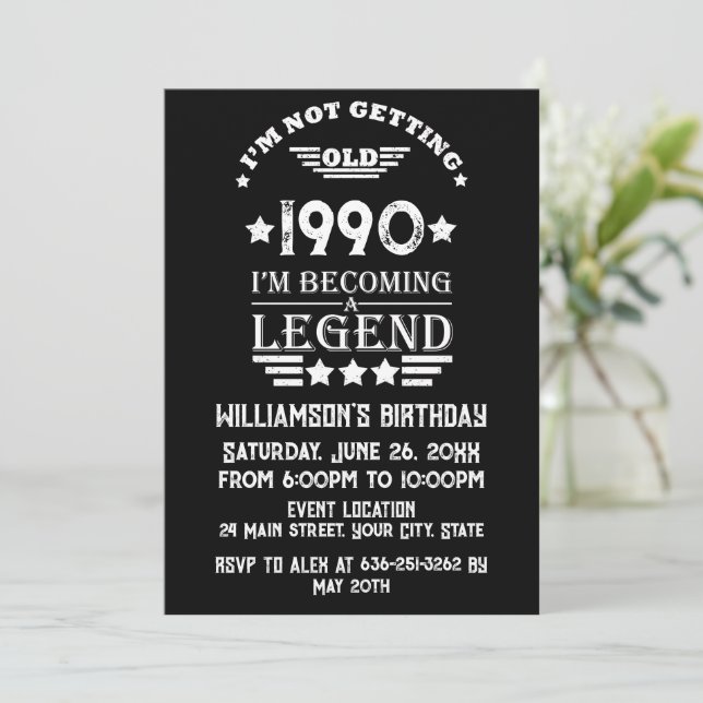 Invitación Fiesta de cumpleaños 35 vintage personalizada (Anverso de pie)