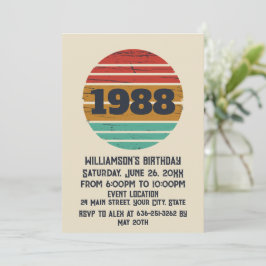 Invitación Fiesta de cumpleaños 35 vintage personalizada