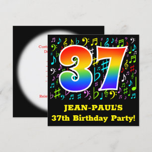 Invitación Fiesta de cumpleaños 37: Símbolos musicales divert