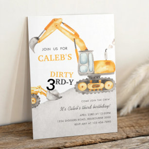 Invitación Fiesta de cumpleaños 3 años de Construcción Sucia