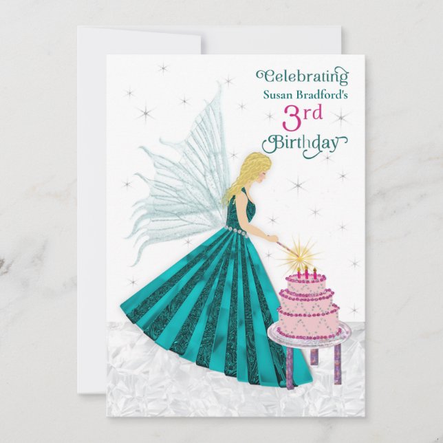 Invitación Fiesta de cumpleaños 3 años. Velas de iluminación  (Anverso)
