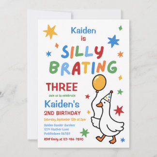 Invitación Fiesta de cumpleaños 3 colorido niño ganso tonto