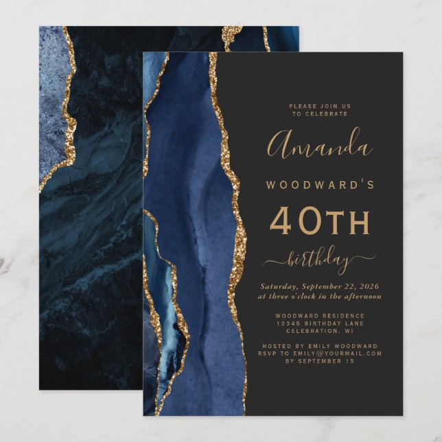 Invitación Fiesta de cumpleaños 40 años de la Marina Blue Gol (Anverso / Reverso)