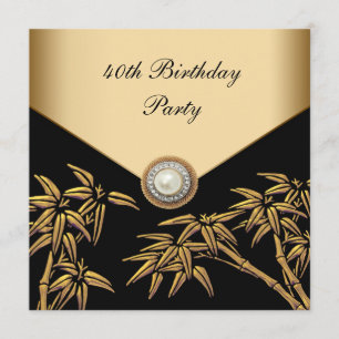 Invitación Fiesta de cumpleaños 40 asiática perla de bambú do