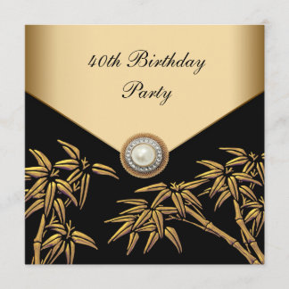 Invitación Fiesta de cumpleaños 40 asiática perla de bambú do