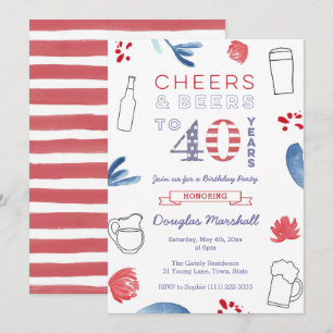 Invitación Fiesta de cumpleaños 40, Cheers y Beers