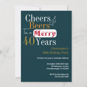 Invitación Fiesta de cumpleaños 40 con cervezas y brindis de