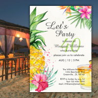 Fiesta de cumpleaños 40 con cóctel de verano tropi
