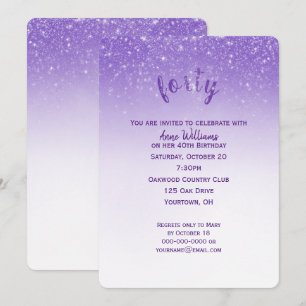 Invitación Fiesta de cumpleaños 40 con confeti brillante