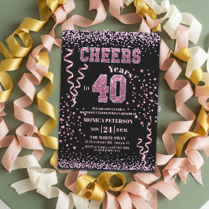 Invitación Fiesta de cumpleaños 40 con cristales de roca de p