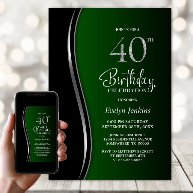 Invitación Fiesta de cumpleaños 40 de Black Green (Subido por el creador)