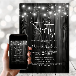 Invitación Fiesta de cumpleaños 40 de Black Wood