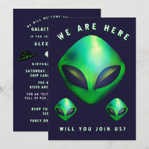 Invitación Fiesta de cumpleaños 40 de Cabezas Alien