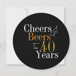 Invitación Fiesta de cumpleaños 40 de Cheers and Beers Black