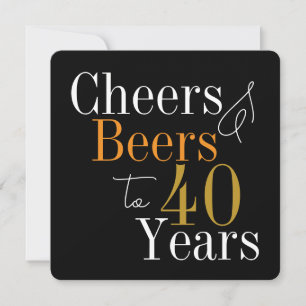 Invitación Fiesta de cumpleaños 40 de Cheers and Beers Black