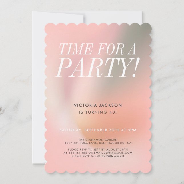 Invitación Fiesta de cumpleaños 40 de color rosa moderno (Anverso)
