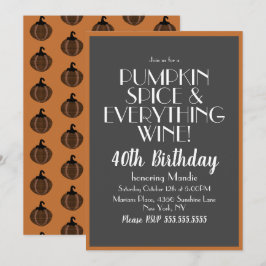 Invitación Fiesta de cumpleaños 40 de Halloween Pumpkin Spice