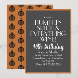 Invitación Fiesta de cumpleaños 40 de Halloween Pumpkin Spice