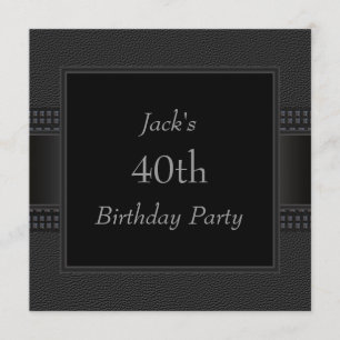 Invitación Fiesta de cumpleaños 40 de hombre de cuero negro