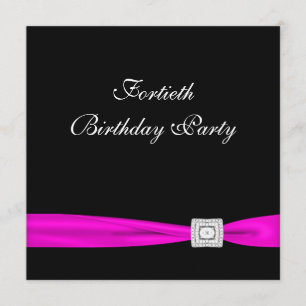 Invitación Fiesta de cumpleaños 40 de mujer en rosa fucsia ca