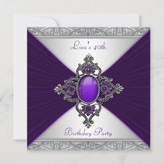 Invitación Fiesta de cumpleaños 40 de mujer morada