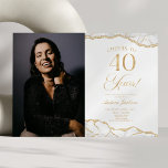 Invitación Fiesta de cumpleaños 40 de White Gold Agate<br><div class="desc">¡Esta es una elegante foto de un Personalizado de la Agate de Oro Blanco con 40 años de fiesta!</div>
