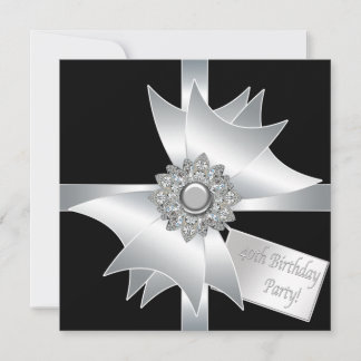 Invitación Fiesta de cumpleaños 40 elegante en blanco y negro