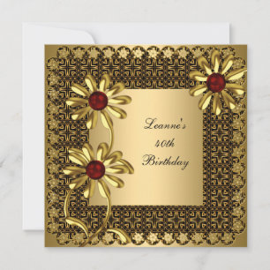 Invitación Fiesta de Cumpleaños 40 Elegante Exótico Floral Do