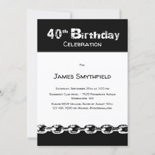 Invitación Fiesta de cumpleaños 40 en blanco y negro