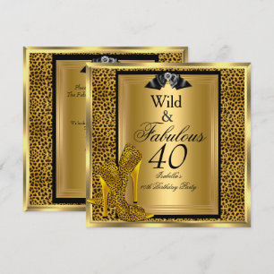 Invitación Fiesta de Cumpleaños 40 Fabulosamente Salvaje Leop