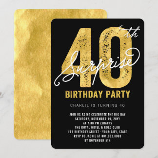 Invitación Fiesta de cumpleaños 40 invitada por negrita Relie