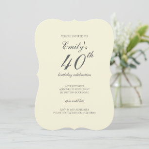 Invitación Fiesta de cumpleaños 40 moderno elegante crema