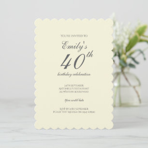 Invitación Fiesta de cumpleaños 40 moderno elegante crema