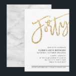 Invitación FIESTA DE CUMPLEAÑOS 40 Moderno guión brillo dorad<br><div class="desc">por kat massard >>> https://linktr.ee/simplysweetpaperie <<< Un diseño de invitación de letra a mano de moda para tu 40 cumpleaños - Tengo la mayoría de las edades disponibles en la tienda TIP :: 1. Para cambiar/mover gráficos y fuentes y agregar más texto - presiona el botón "personalízalo". - - -...</div>