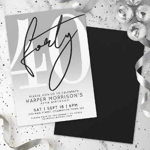 Invitación Fiesta de cumpleaños 40 moderno minimalista
