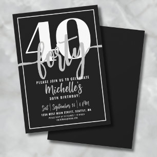 Invitación Fiesta de Cumpleaños 40 Moderno Simple y Elegante