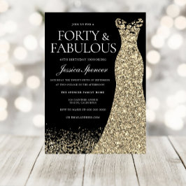 Invitación Fiesta de cumpleaños 40 mujeres vestidas de oro ne
