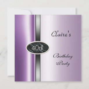 Invitación Fiesta de cumpleaños 40 Purple Lilac Silver