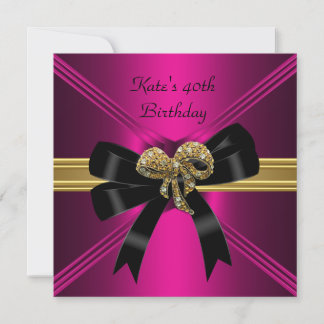 Invitación Fiesta de cumpleaños 40 Rich Royal negro brillante