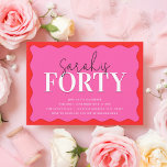 Invitación Fiesta de cumpleaños 40 rosa y rojo<br><div class="desc">Invitación a la fiesta de cumpleaños 40 rosa y rojo</div>
