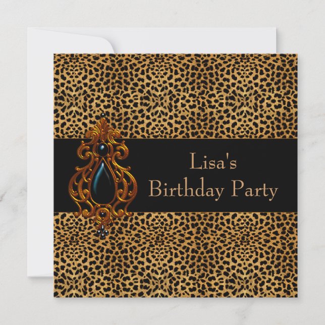 Invitación Fiesta de cumpleaños 40 Womans Leopard (Anverso)
