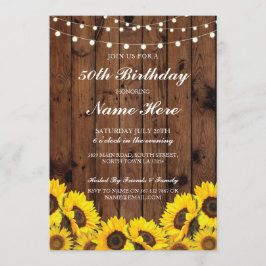 Invitación Fiesta de cumpleaños 40th 50th 60 Sunflower Wood I